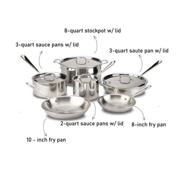 D3 3-Ply Stainless Steel Cookware Set 10 Piece - Image 2