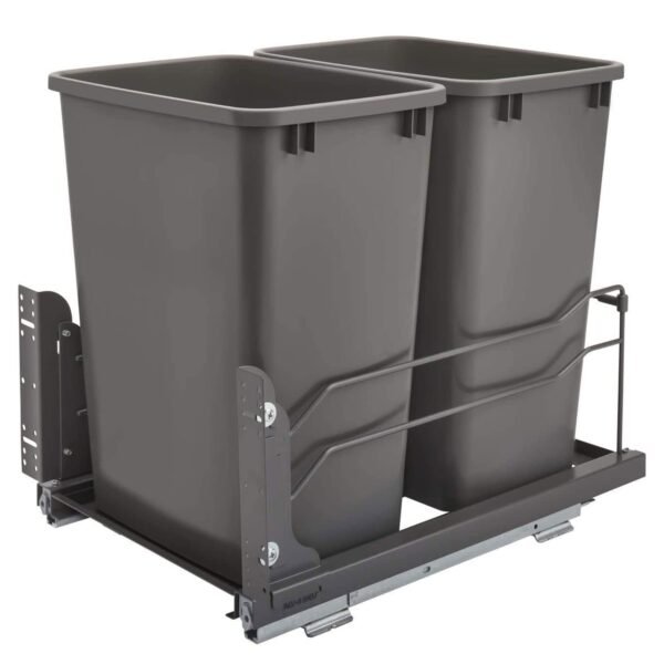 Steel Bottom Mount Double Pull Out Waste Container for Under Kitchen Cabinets