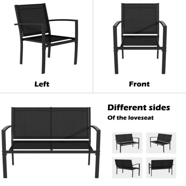 4 Pieces Patio Furniture Set, Outdoor Conversation Sets - Image 4