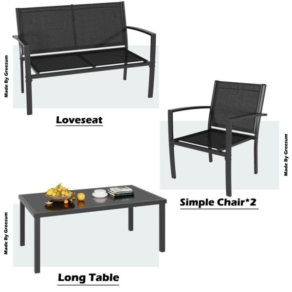 4 Pieces Patio Furniture Set, Outdoor Conversation Sets - Image 5