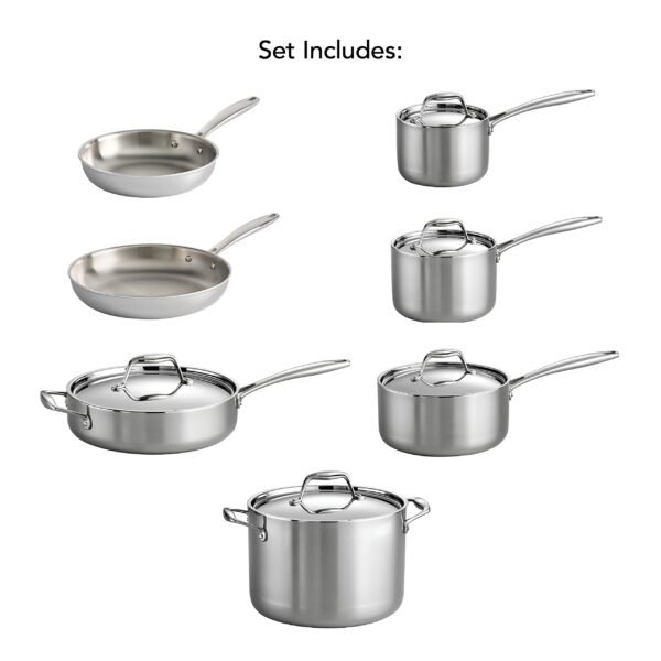 80116/249DS Gourmet Stainless Steel Induction-Ready Tri-Ply Clad 12-Piece Cookware Set - Image 8