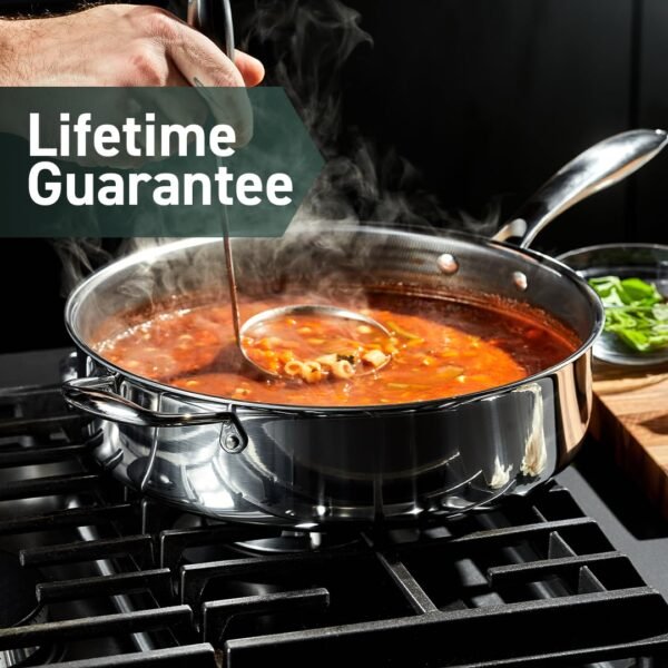 Hybrid Nonstick 5.5 Qt Deep Sauté Pan and Lid, Dishwasher and Oven-Safe - Image 2