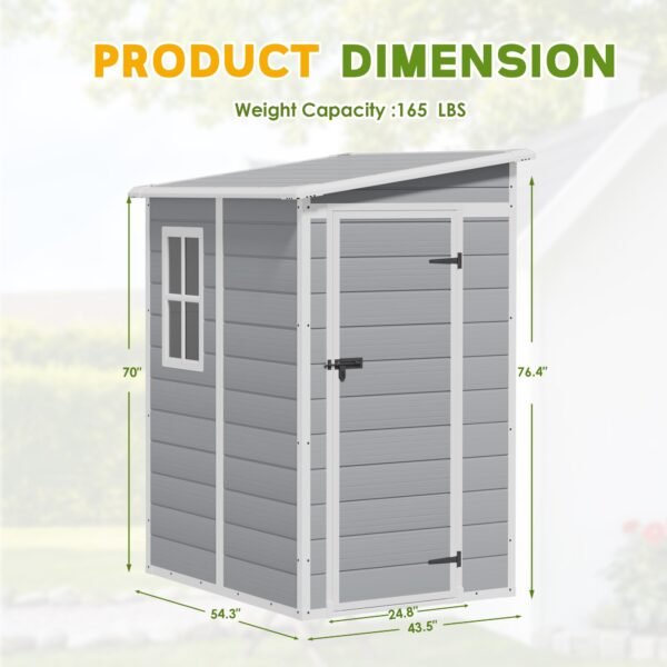 5' x 4' Resin Weather Resistant Outdoor Storage Shed with Floor - Image 3