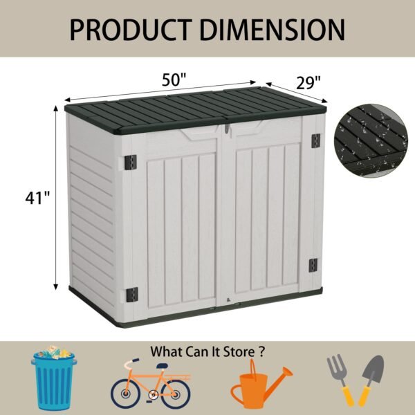 Outdoor Horizontal Resin Storage Sheds 34 Cu. Ft. Weather Resistant Resin Tool Shed - Image 5