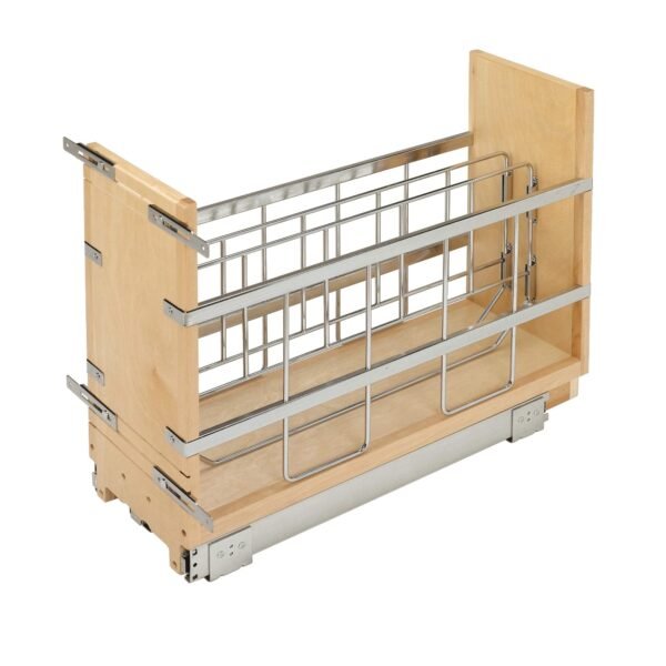 5" Pull Out Wooden Bakeware Organizer Shelf for Base Kitchen Cabinets