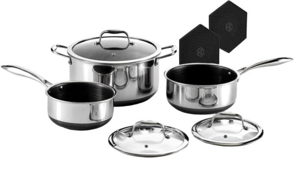 Hybrid Nonstick 6-Piece Pot Set with Trivets, 2, 3, and 8-Quart Pots