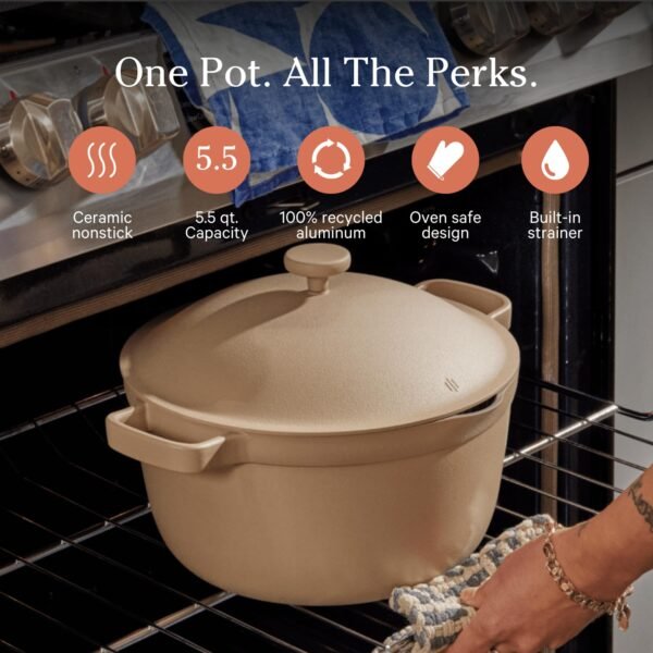 Perfect Pot - 5.5 Qt. Nonstick Ceramic Sauce Pan with Lid | Versatile Cookware - Image 7