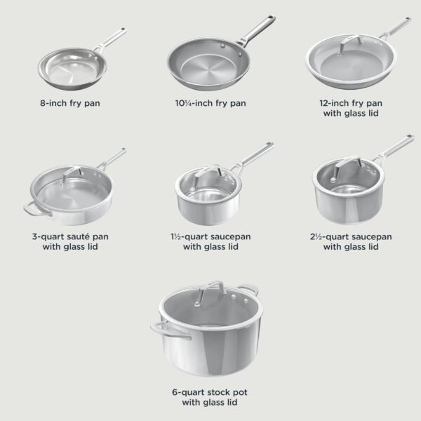 EverClad Stainless Steel Cookware 12 Piece Pots & Pans Set, All Stovetops & Induction - Image 11