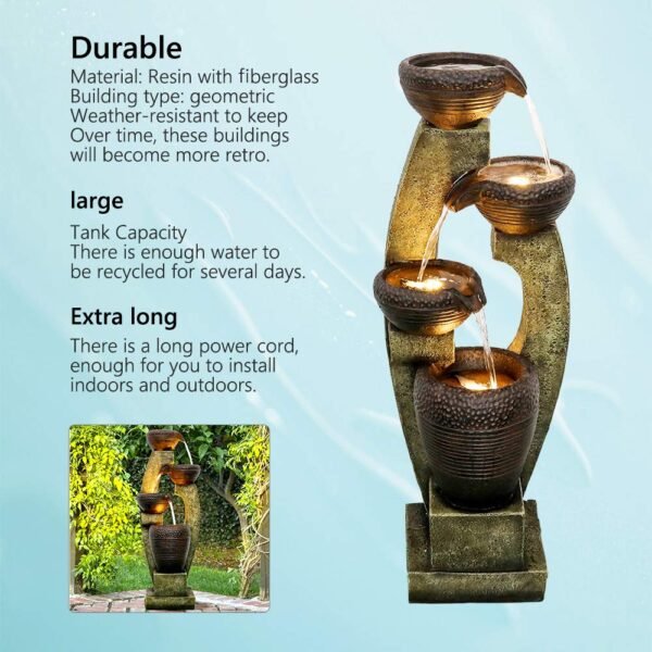 40” H Modern Outdoor Fountain - 4 Crocks Outdoor Garden Fountains - Image 9