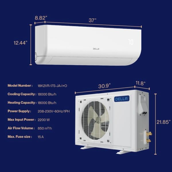 Motto Series 18000 BTU Wifi Enabled Mini Split 19 SEER2 Cools Up to 1000 Sq.Ft - Image 2