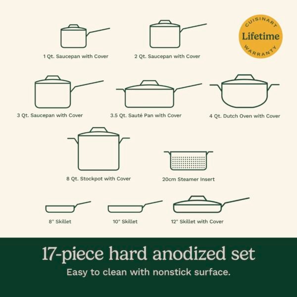 Cuisinart 17-Piece Cookware Set, Chef's Classic Nonstick Hard Anodized, 66-17 - Image 4