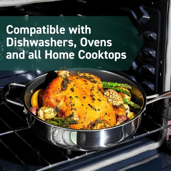 Hybrid Nonstick 5.5 Qt Deep Sauté Pan and Lid, Dishwasher and Oven-Safe - Image 3