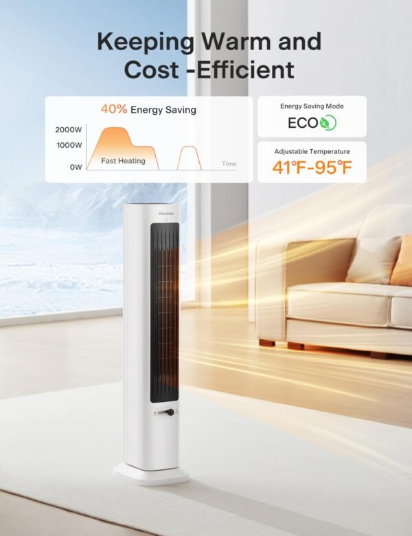 Oscillating Tower Fan and Heater Combo with Remote Control - Image 6