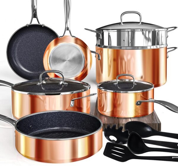 Deluxe 14PC Nonstick Cookware Sets, DUXANO Freshness-Maintained Pots and Pans