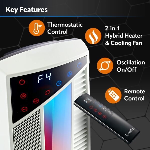 Oscillating Hybrid Fan and Space Heater for Home, All Season High Velocity Hybrid - Image 10