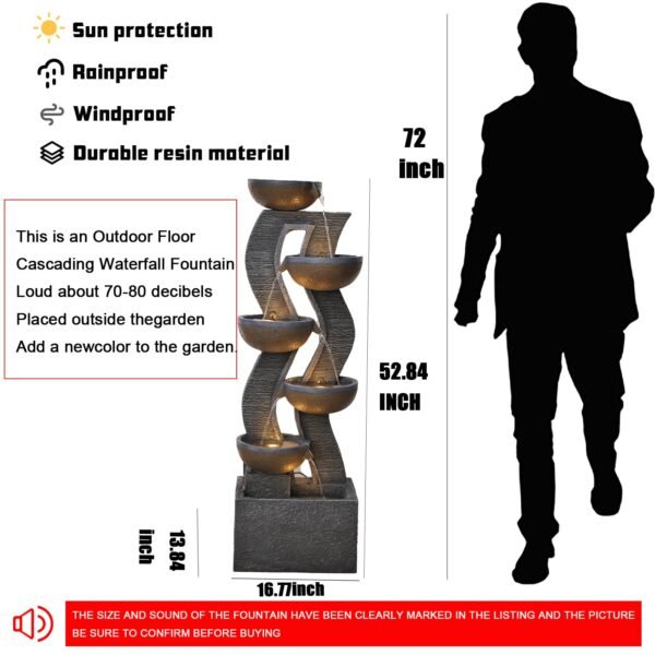 6-Tiered Garden Fountains Outdoor - 52.8''H - Image 6