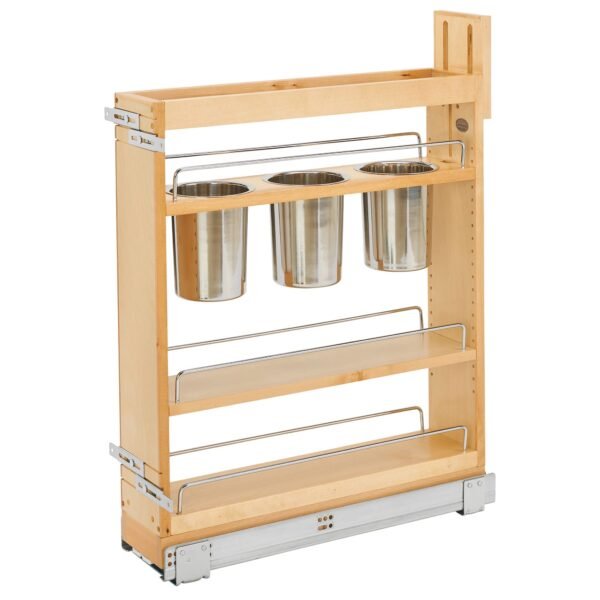 5" Pull Out Storage Organizer for Base Kitchen Cabinets w/Soft-Close, Sliding Shelves