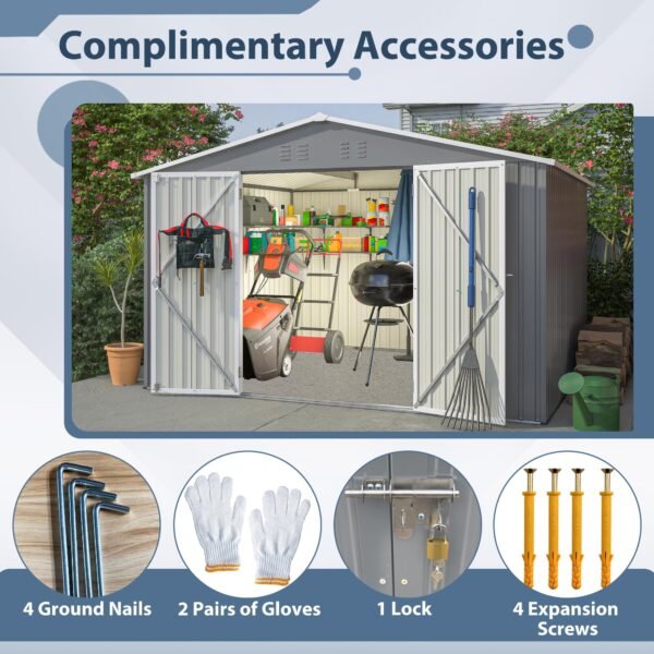 10 x 8 FT Outdoor Storage Shed, Metal Shed - Image 6