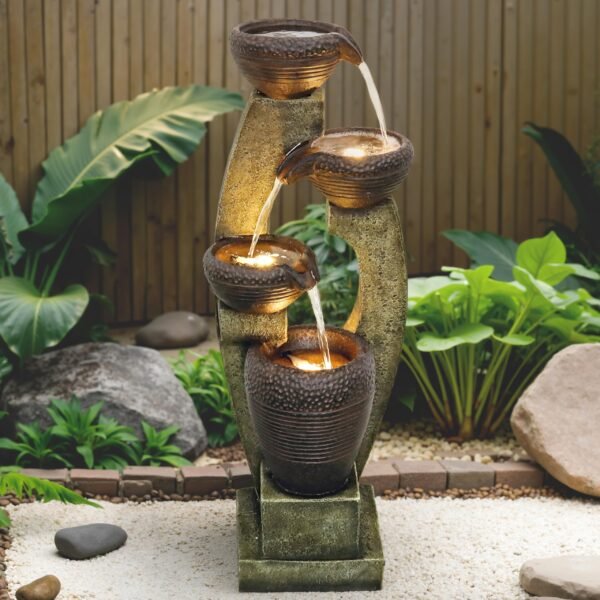 40” H Modern Outdoor Fountain - 4 Crocks Outdoor Garden Fountains