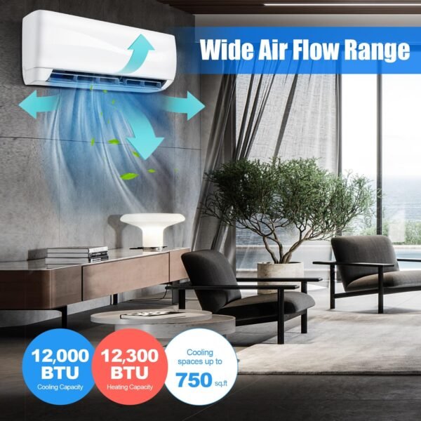 12000BTU Mini-Split Air Conditioner, 20 SEER2 Mini AC Unit W/Pre-Charged Condenser - Image 9