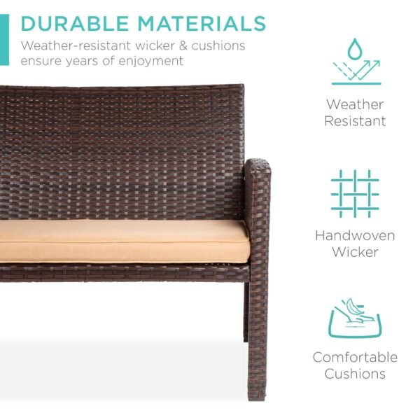 4-Piece Outdoor Wicker Patio Conversation Furniture Set - Image 6