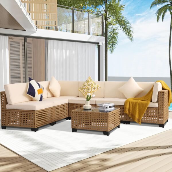 7 Piece Outdoor Patio Furniture Set, Outdoor Sectional Furniture - Image 4