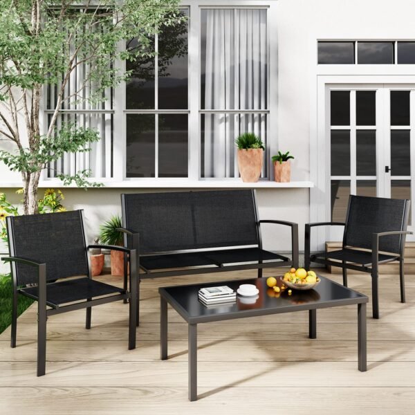 4 Pieces Patio Furniture Set, Outdoor Conversation Sets