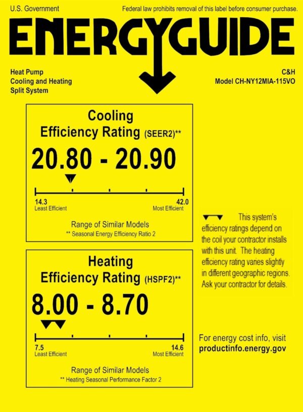 Mini Split Air Conditioner and Heater, 12,000 BTU, 115V, 20.8 SEER2 - Image 2