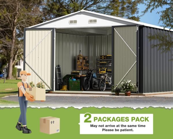 Outdoor Storage Shed 10 x 10 ft. Utility Tool Shed Metal Storage Garden Shed - Image 2