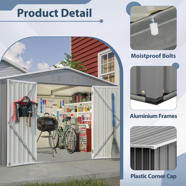 10 x 8 FT Outdoor Storage Shed, Metal Shed - Image 4