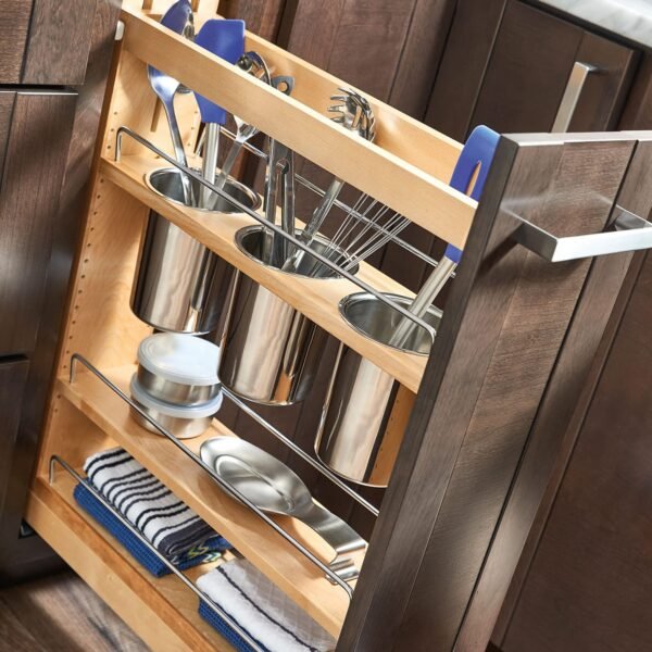 5" Pull Out Storage Organizer for Base Kitchen Cabinets w/Soft-Close, Sliding Shelves - Image 4