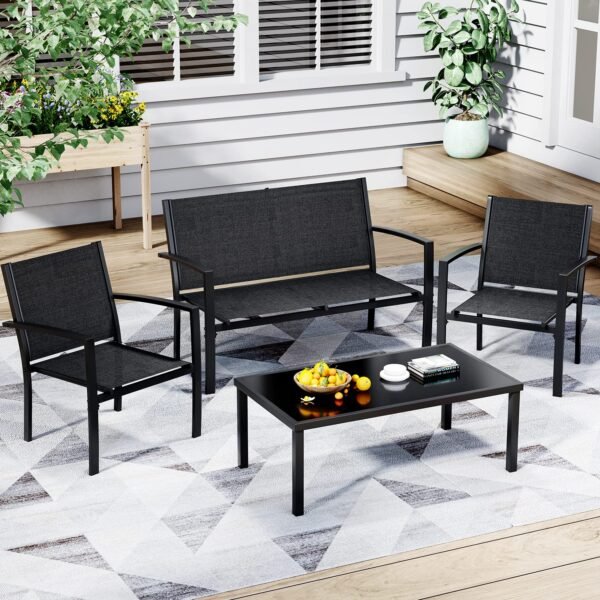 4 Pieces Patio Furniture Set, Outdoor Conversation Sets - Image 7