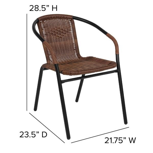 Lila Modern Rattan Indoor/Outdoor Stackable Dining Chairs, Stacking Rattan Bistro Chairs - Image 9