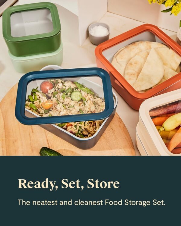 Glass Food Storage Set, 14 Pieces - Ceramic Coated Food Containers - Image 4