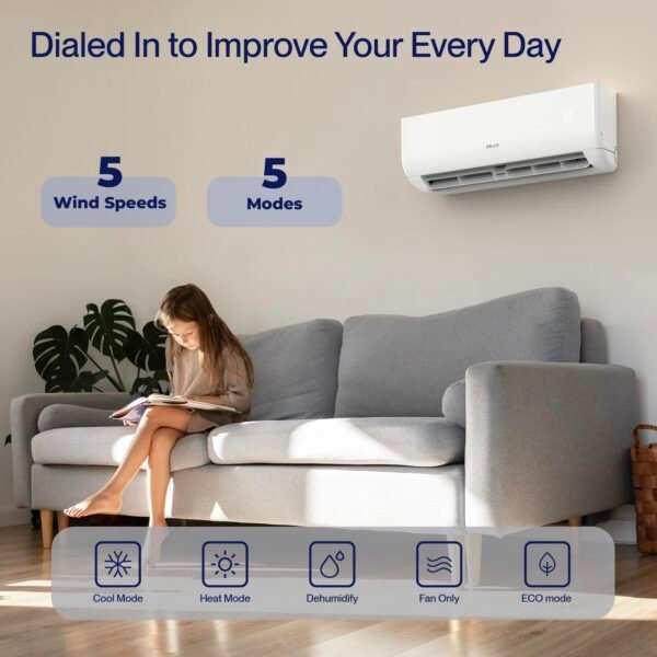 Motto Series 18000 BTU Wifi Enabled Mini Split 19 SEER2 Cools Up to 1000 Sq.Ft - Image 4