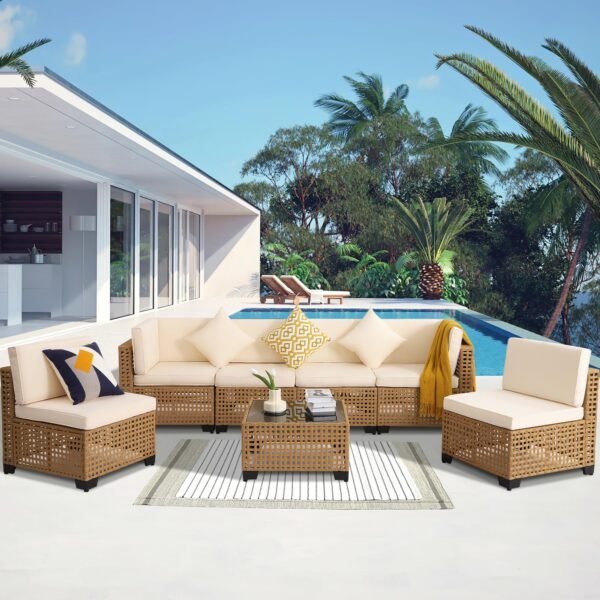 7 Piece Outdoor Patio Furniture Set, Outdoor Sectional Furniture - Image 9