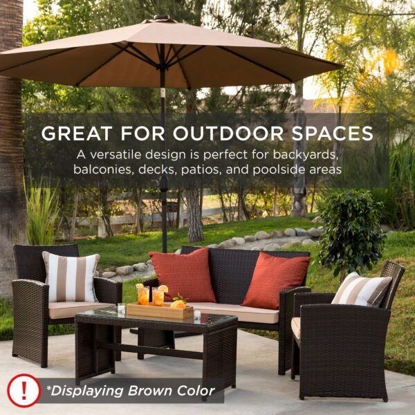 4-Piece Outdoor Wicker Patio Conversation Furniture Set - Image 3