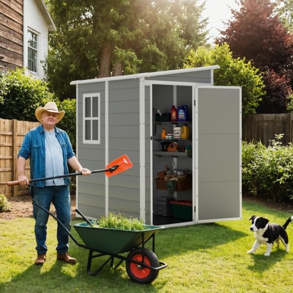 5' x 4' Resin Weather Resistant Outdoor Storage Shed with Floor - Image 7