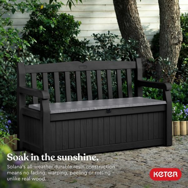 Solana 70 Gallon Storage Bench Deck Box for Patio Furniture - Image 7