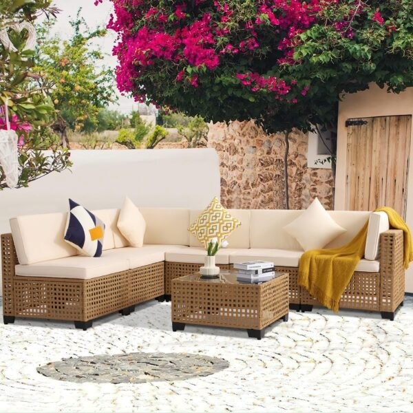 7 Piece Outdoor Patio Furniture Set, Outdoor Sectional Furniture - Image 3