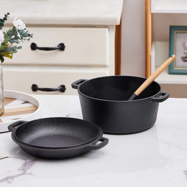 Pre Seasoned Kitchen Utensils Set Durable Cast Iron 8 Pc Bundle Pots And Pans Set - Image 3