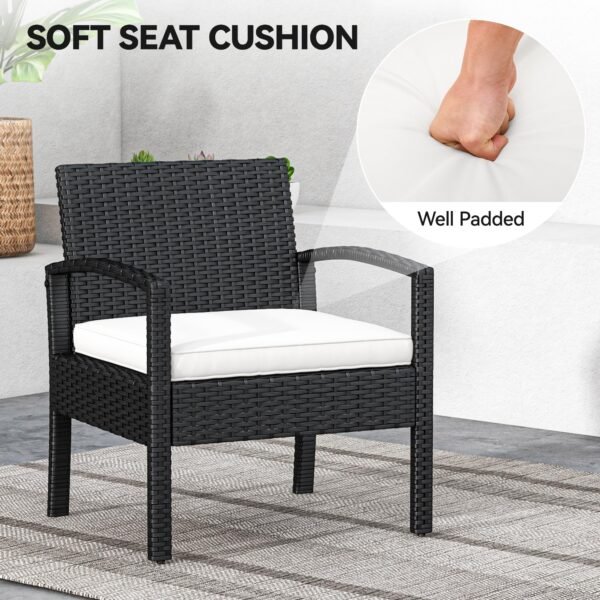 3-Piece Outdoor Patio Furniture Wicker Bistro Set, All-Weather Rattan Conversation Chairs - Image 4