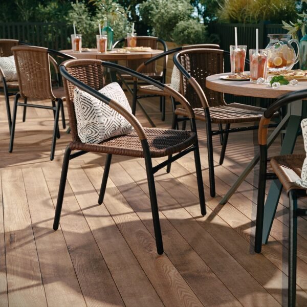 Lila Modern Rattan Indoor/Outdoor Stackable Dining Chairs, Stacking Rattan Bistro Chairs - Image 11